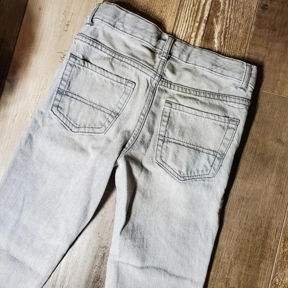 The Children's Place Size 7 Grey Wash Boy's Adjustable Waist Cotton Skinny Jeans
